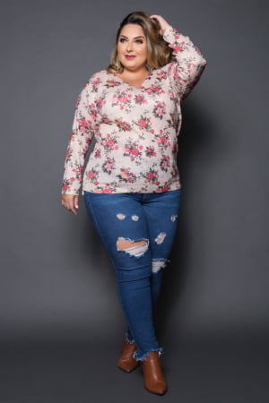 BLUSA ESTAMPADA DECOTE V 0284 BLUSA ESTAMPADA DECOTE V 0284